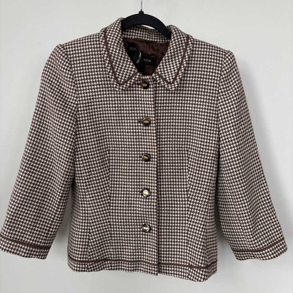 Escada Bergdorf Goodman New Wool Houndstooth Blazer Size‎ 36/S